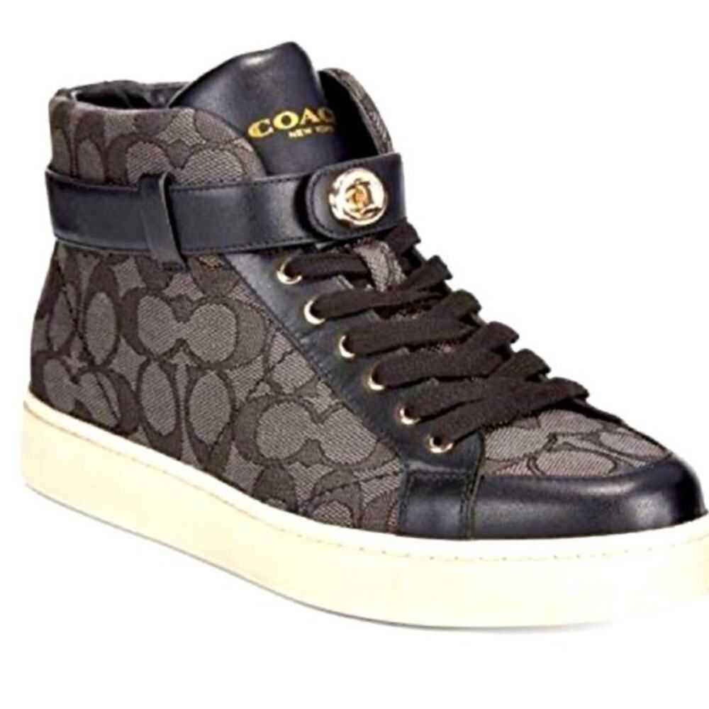 Coach Ray Outline High Top Sneakers style in black smoke #Q7838 - Picture 1 of 13